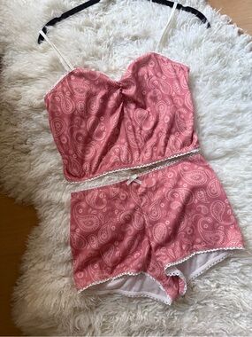 Dippin' Daisy's Pink Paisley Satin Cami & Shorts Sleep Set